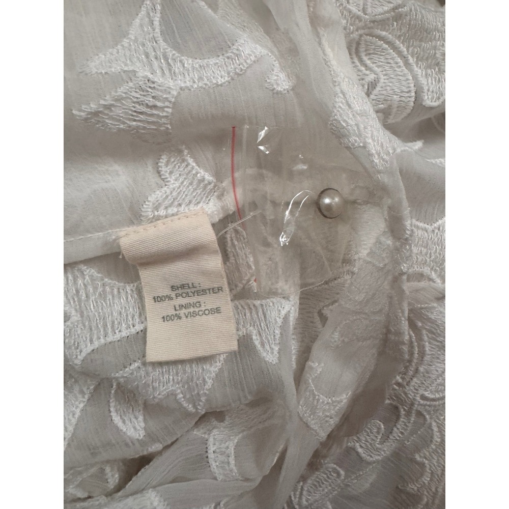 Anthropologie Ivory Forever That Girl Embroidered Pearl Button Blouse XL - Picture 7 of 8